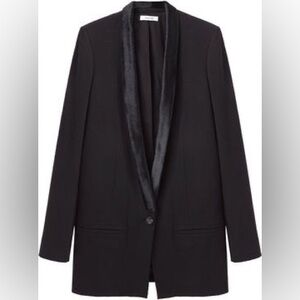 HELMUT LANG Black Blazer with Calf Hair Lapel